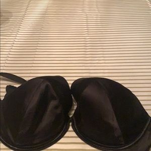 Black satin plunge bra